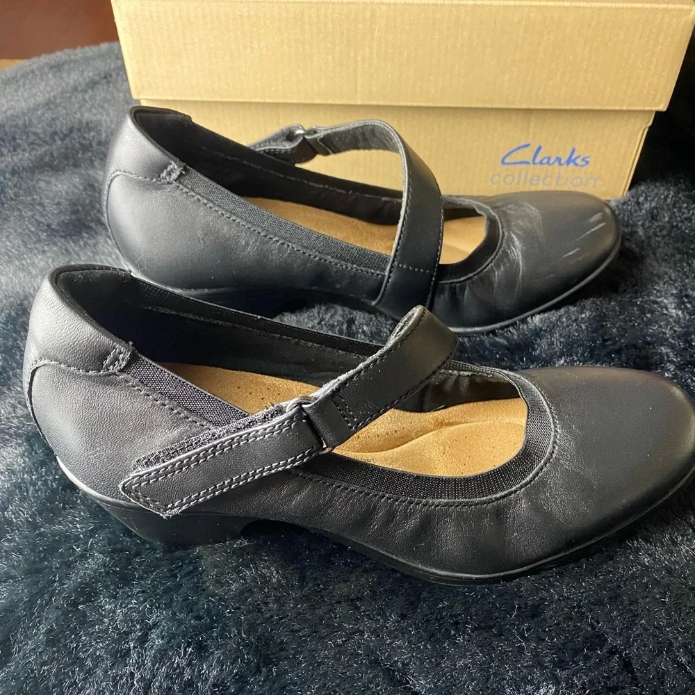 Clarks Emily 2 Mabel Heel Black Leather Shoe
